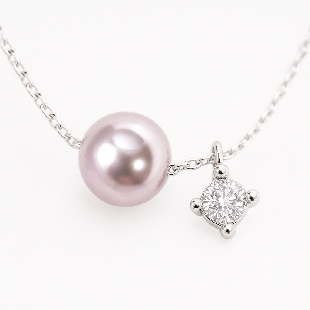 Moonlit Lilac Pearl Necklace – Pearl & Crystal Pendant