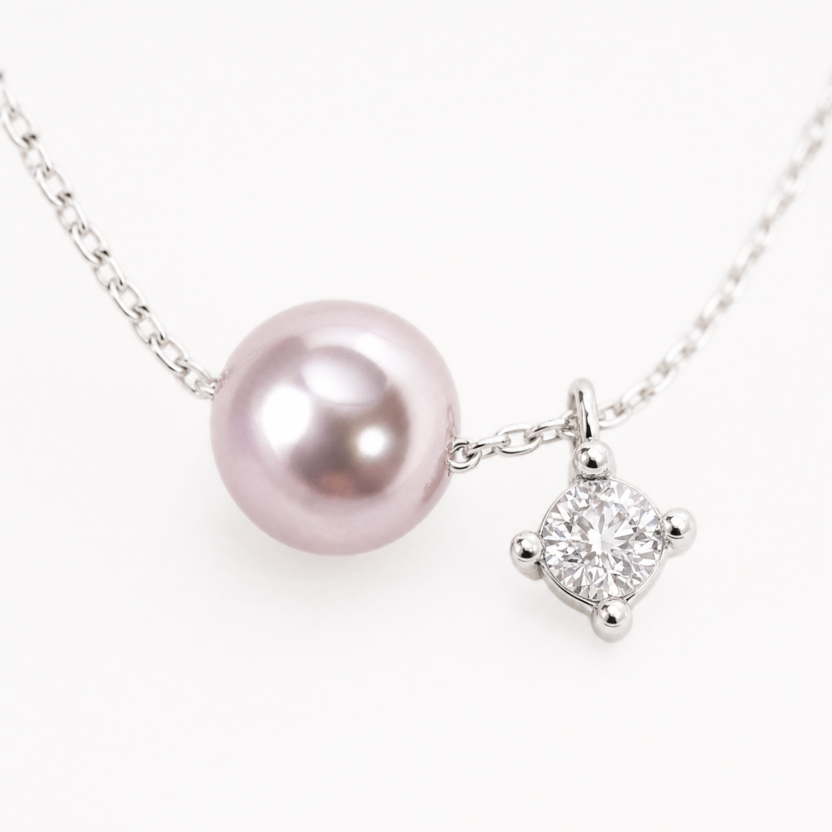 Moonlit Lilac Pearl Necklace – Pearl & Crystal Pendant