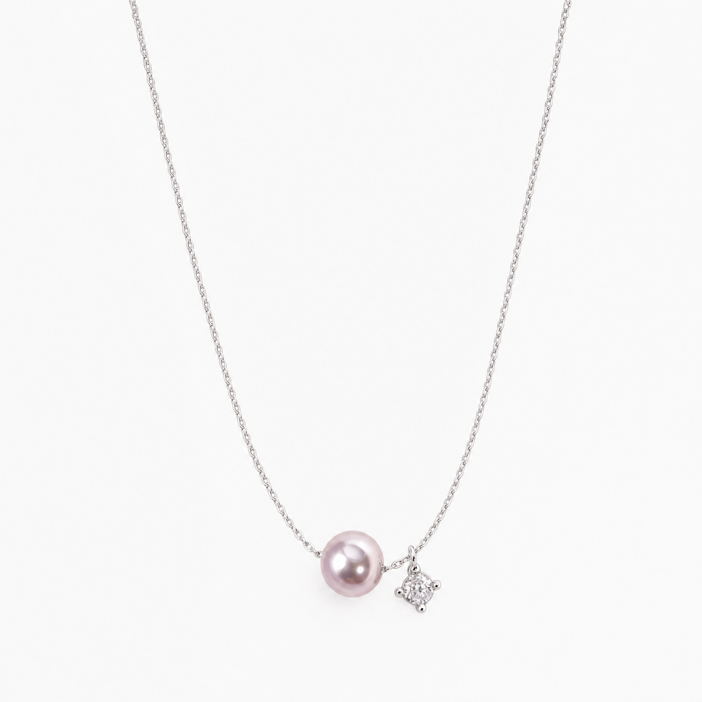 Moonlit Lilac Pearl Necklace – Pearl & Crystal Pendant