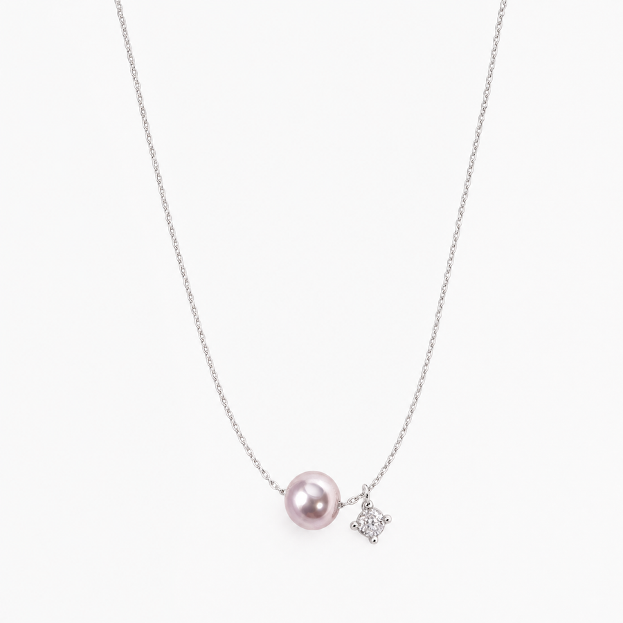Moonlit Lilac Pearl Necklace – Pearl & Crystal Pendant