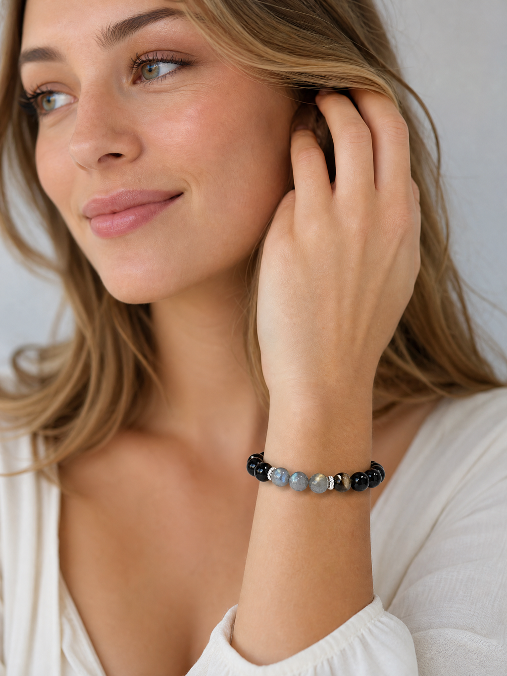 Midnight Aurora Obsidian & Labradorite Bracelet