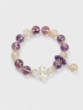 Violet Bloom Amethyst & Golden Rutilated Quartz Bracelet