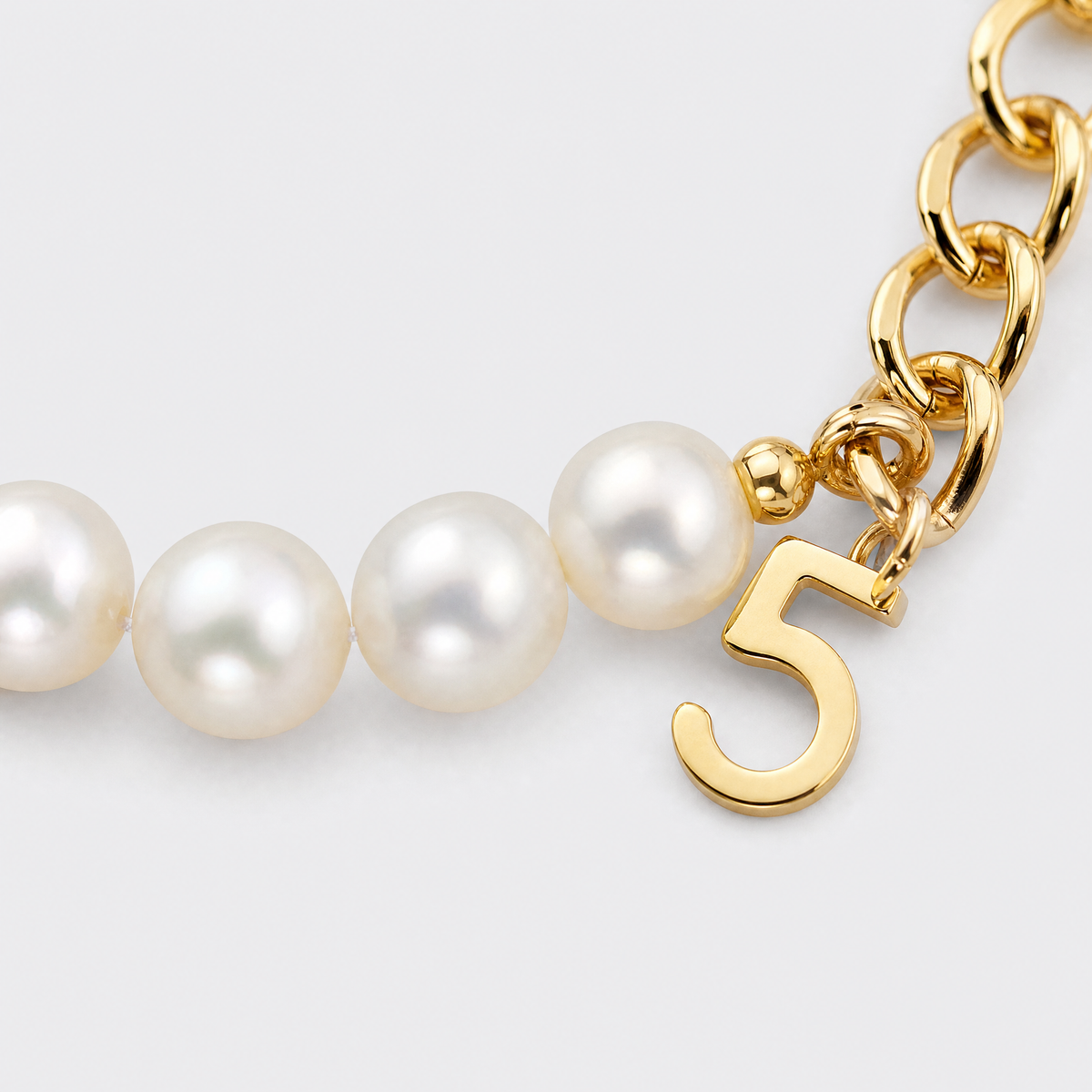 Golden Muse Pearl Charm Bracelet