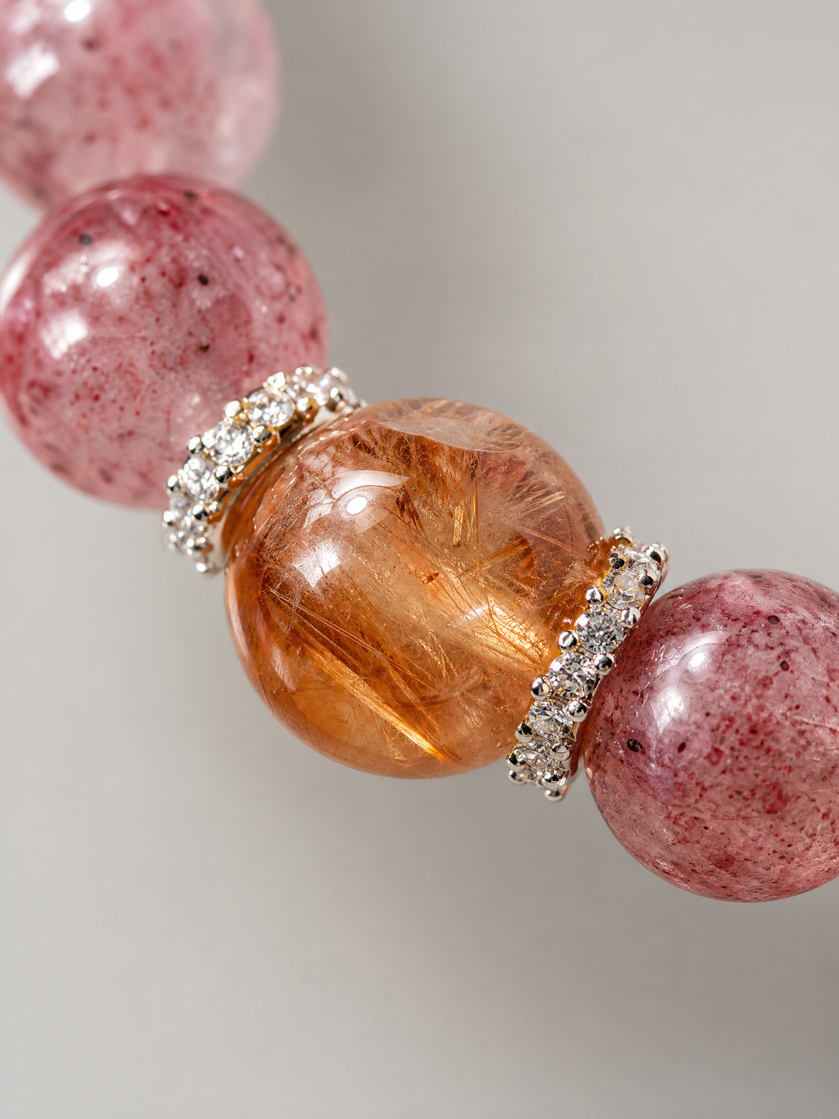 Strawberry Glow Natural Strawberry Quartz & Citrine Bracelet