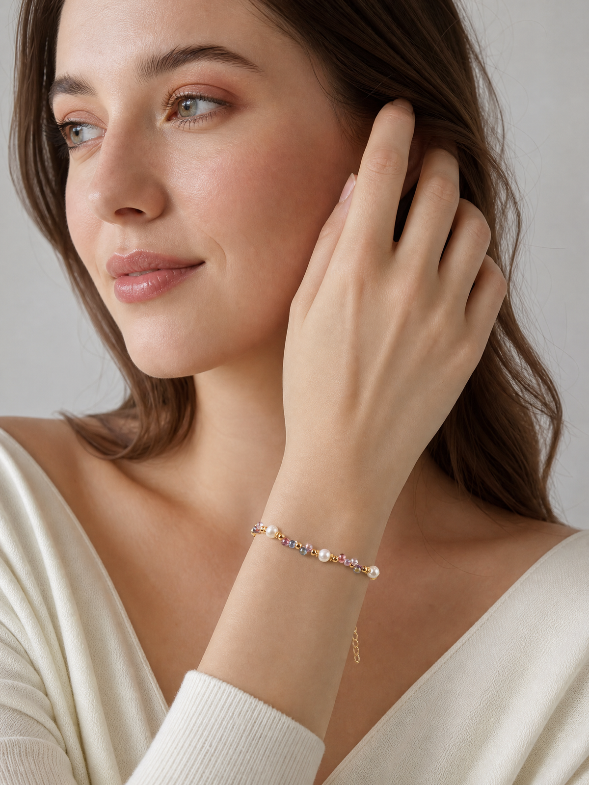 Aurora Pearl & Rainbow Gemstone Bracelet