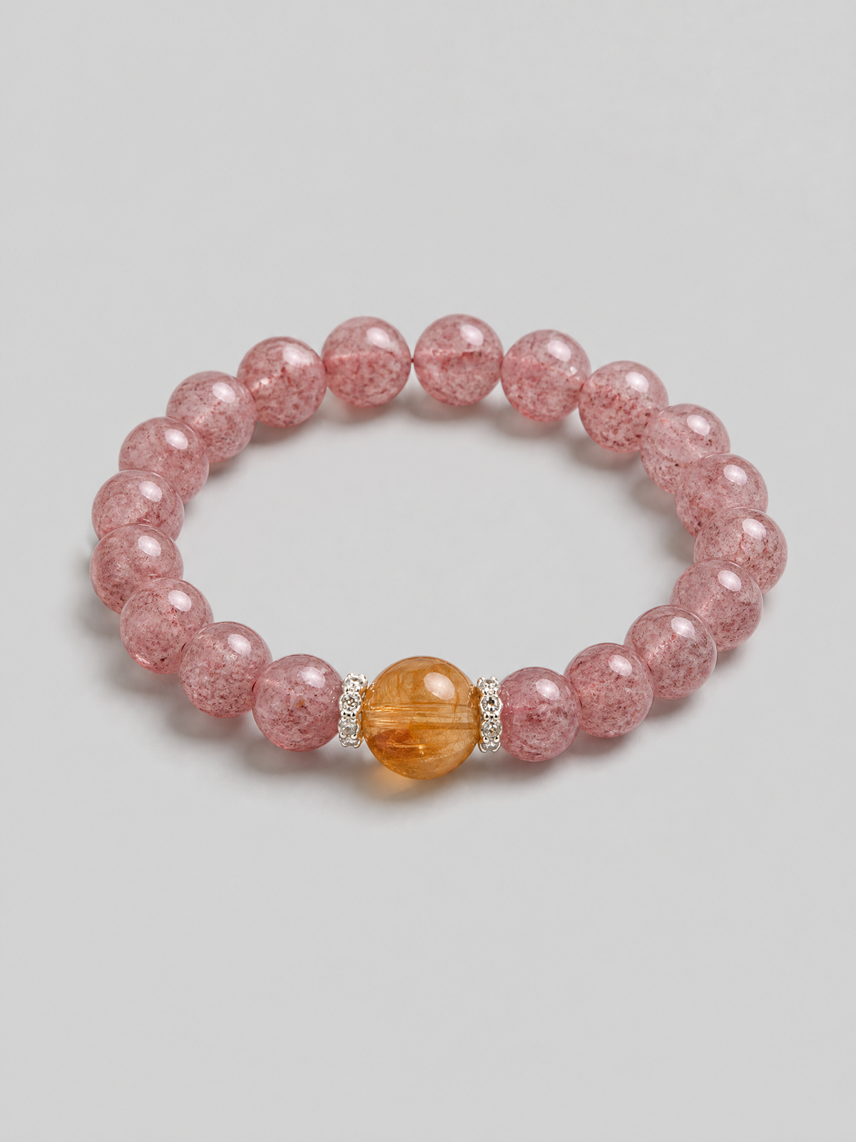 Strawberry Glow Natural Strawberry Quartz & Citrine Bracelet